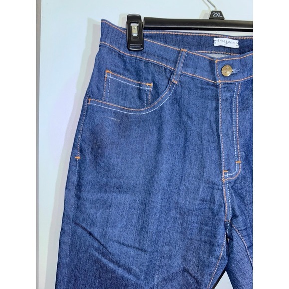 Tom James Blue Delta men's medium wash custom jeans contrast stitching 32" X 33" - Picture 2 of 9